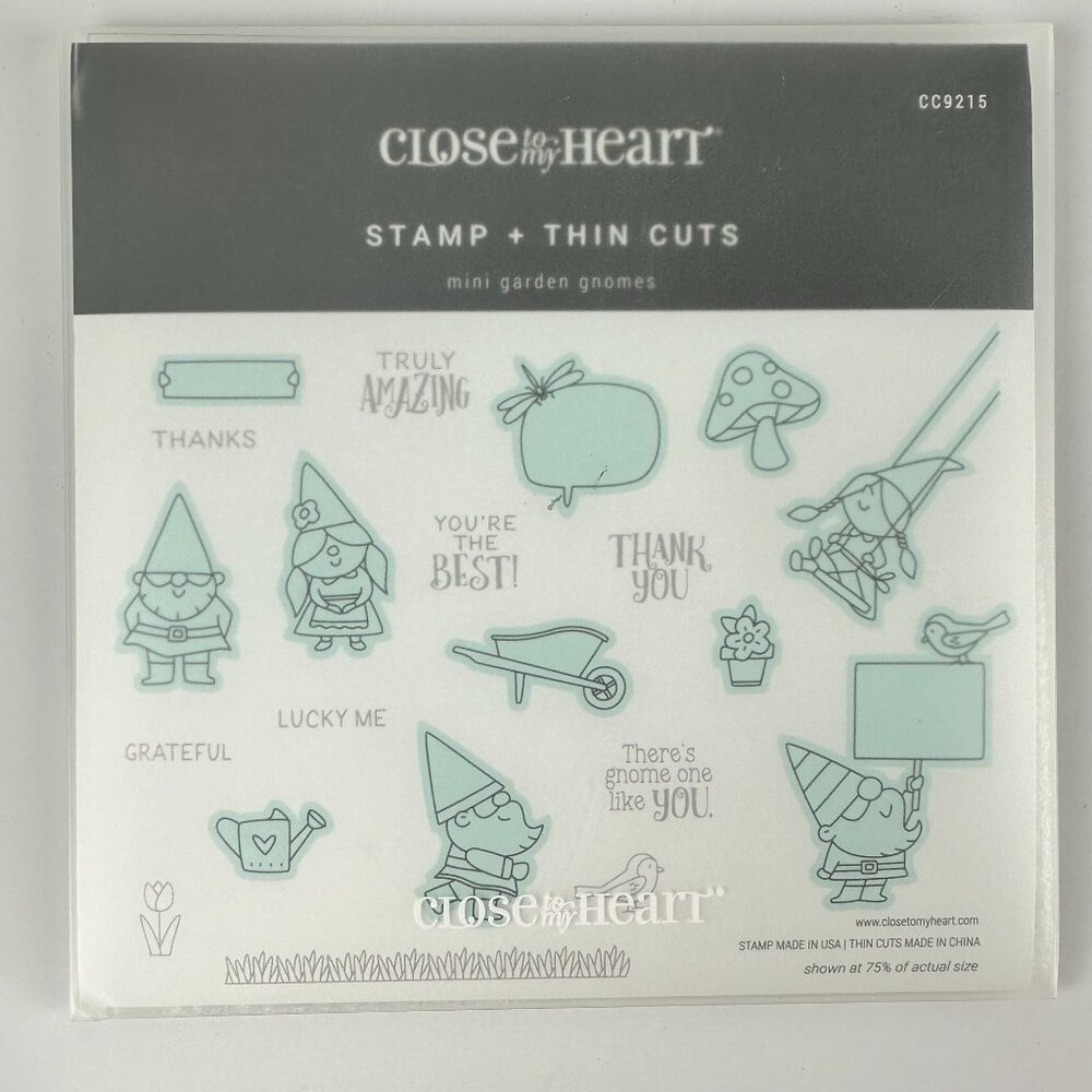 Mini Garden Gnomes Stamp & Thin Cuts Set By Close To My Heart cc9215